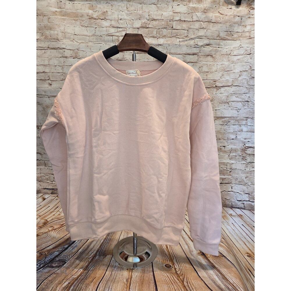 Hem and Thread Pink Sweater with Arm Detail Large